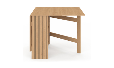 Table à manger dépliable Faustine avec rangement intégré bois et lattes 150cm