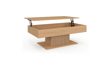Table basse Tania avec plateau relevable bois et pieds lattes L110cm