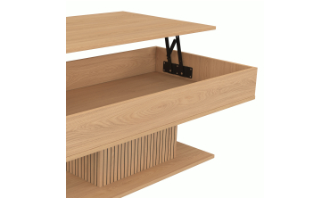 Table basse Tania avec plateau relevable bois et pieds lattes L110cm