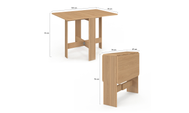 Table à manger dépliable Faustine bois et lattes 103cm