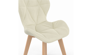 Chaises Gatsby en tissu beige et pieds bois - lot de 6