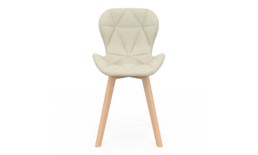 Chaises Gatsby en tissu beige et pieds bois - lot de 6