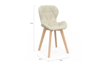 Chaises Gatsby en tissu beige et pieds bois - lot de 6