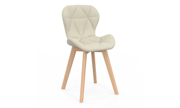 Chaises Gatsby en tissu beige et pieds bois - lot de 6