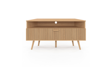 Meuble TV d'angle Faustine effet lattes L110cm