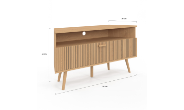 Meuble TV d'angle Faustine effet lattes L110cm