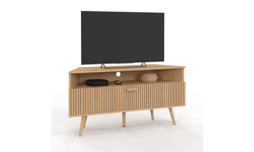Meuble TV d'angle Faustine effet lattes L110cm