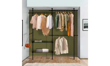 Penderie télescopique avec rangements intégrés H278cm