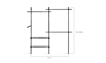 Penderie télescopique avec rangements intégrés H278cm