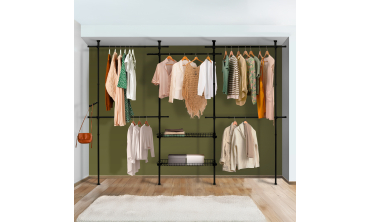 Penderie télescopique double avec rangements intégrés H278cm