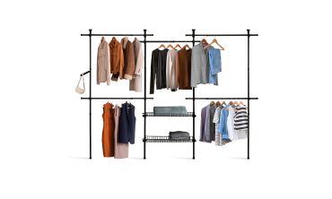 Penderie télescopique double avec rangements intégrés H278cm