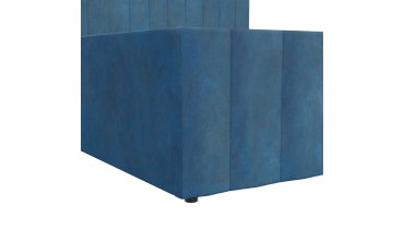 Lit coffre Valentina en velours bleu avec sommier et tête de lit 140x190cm