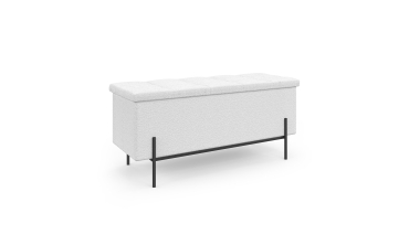 Banc coffre Loan en bouclette blanche et pieds noirs 100cm
