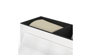 Banc coffre Loan en bouclette blanche et pieds noirs 100cm