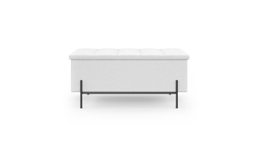 Banc coffre Loan en bouclette blanche et pieds noirs 100cm