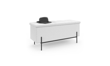 Banc coffre Loan en bouclette blanche et pieds noirs 100cm