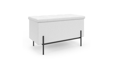 Banc coffre Loan en bouclette blanche et pieds noirs 76cm