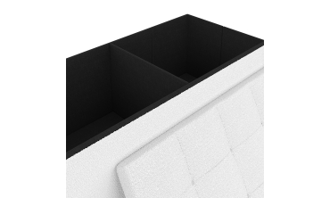 Banc coffre Loan en bouclette blanche et pieds noirs 76cm
