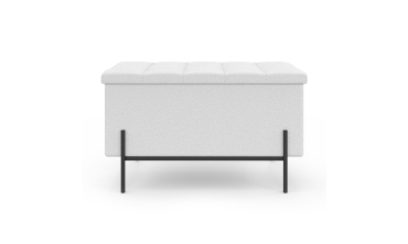 Banc coffre Loan en bouclette blanche et pieds noirs 76cm