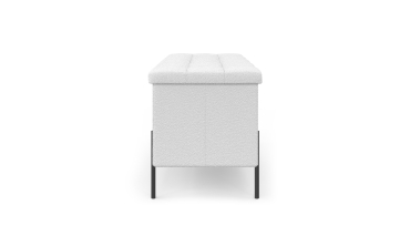 Banc coffre Loan en bouclette blanche et pieds noirs 76cm