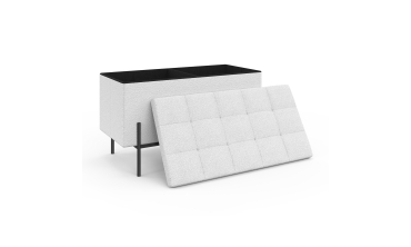 Banc coffre Loan en bouclette blanche et pieds noirs 76cm