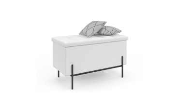Banc coffre Loan en bouclette blanche et pieds noirs 76cm
