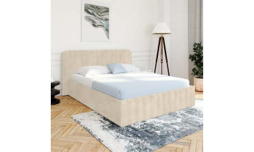 Lit coffre Valentina en velours beige avec sommier et tête de lit 160x200cm