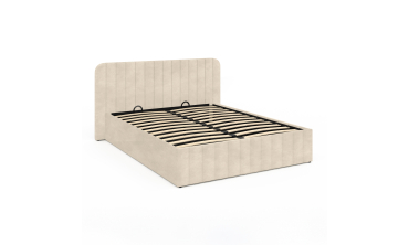 Lit coffre Valentina en velours beige avec sommier et tête de lit 160x200cm