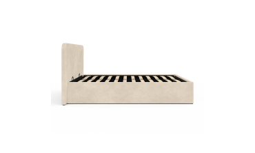 Lit coffre Valentina en velours beige avec sommier et tête de lit 160x200cm