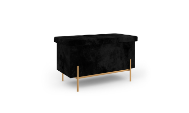 Banc coffre avec pieds dorés Loan en velours noir 76cm