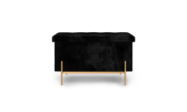 Banc coffre avec pieds dorés Loan en velours noir 76cm