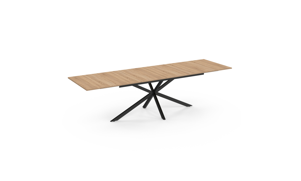 Table à manger extensible Spider plateau fin bois et noir 200-300cm