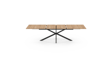 Table à manger extensible Spider plateau fin bois et noir 200-300cm