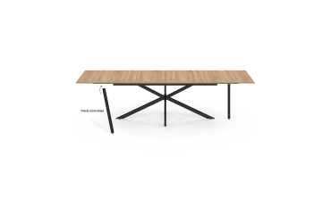 Table à manger extensible Spider plateau fin bois et noir 200-300cm