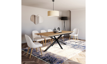 Table à manger extensible Spider plateau fin bois et noir 200-300cm