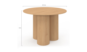 Table à manger ronde Olympia bois pieds pylône Ø110cm