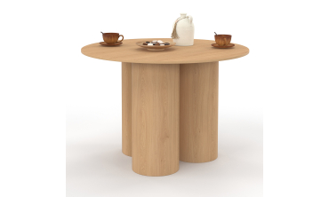 Table à manger ronde Olympia bois pieds pylône Ø110cm