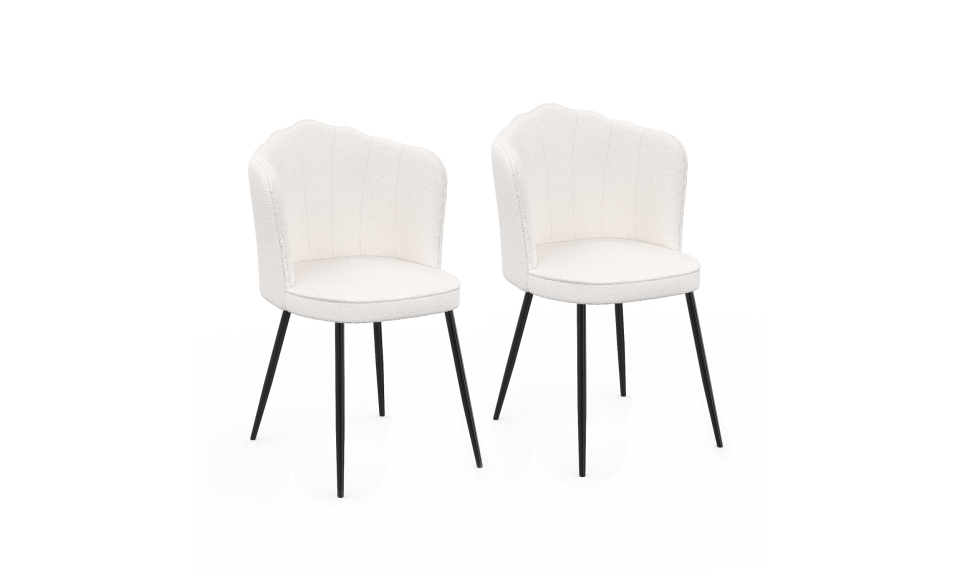 Chaises Arielle en bouclette crème et pieds noirs - lot de 2 Chaises Arielle en bouclette crème et pieds noirs - lot de 2