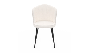 Chaises Arielle en bouclette crème et pieds noirs - lot de 2