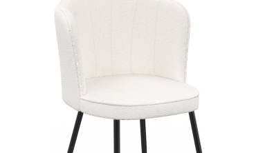 Chaises Arielle en bouclette crème et pieds noirs - lot de 2