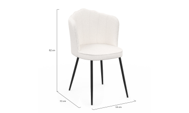 Chaises Arielle en bouclette crème et pieds noirs - lot de 2