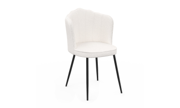 Chaises Arielle en bouclette crème et pieds noirs - lot de 2