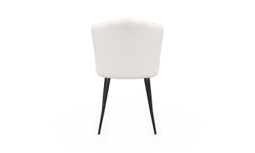 Chaises Arielle en bouclette crème et pieds noirs - lot de 2