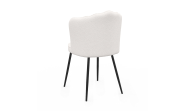 Chaises Arielle en bouclette crème et pieds noirs - lot de 2