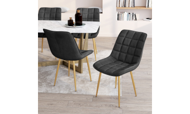 Chaises Melinda en velours gris foncé et pieds dorés - lot de 4