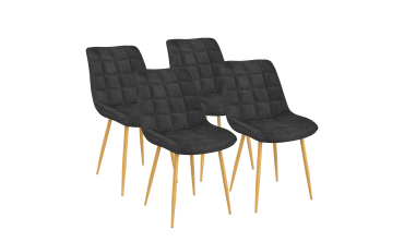 Chaises Melinda en velours gris foncé et pieds dorés - lot de 4