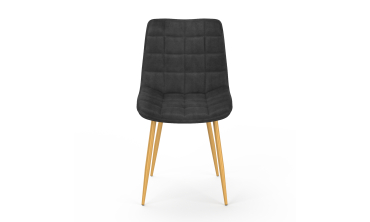 Chaises Melinda en velours gris foncé et pieds dorés - lot de 4