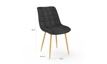 Chaises Melinda en velours gris foncé et pieds dorés - lot de 4