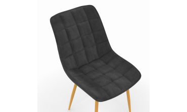 Chaises Melinda en velours mix de couleurs (bleu, gris clair, gris foncé et jaune) et pieds dorés - lot de 4