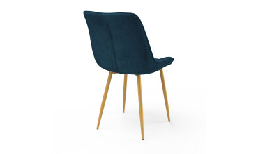 Chaises Melinda en velours mix de couleurs (bleu, gris clair, gris foncé et jaune) et pieds dorés - lot de 4